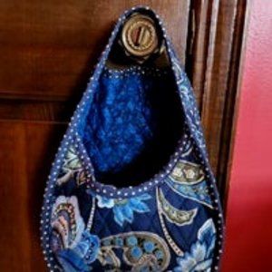 Blue olive khaki floral handmade doorknob farmhouse organizer basket pod